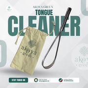 Akoya Green Oral Care Combo - Stainless Steel Tongue Cleaner, Natural Dental Tooth Pastelets & Bamboo Toothbrush with Nano Bristles