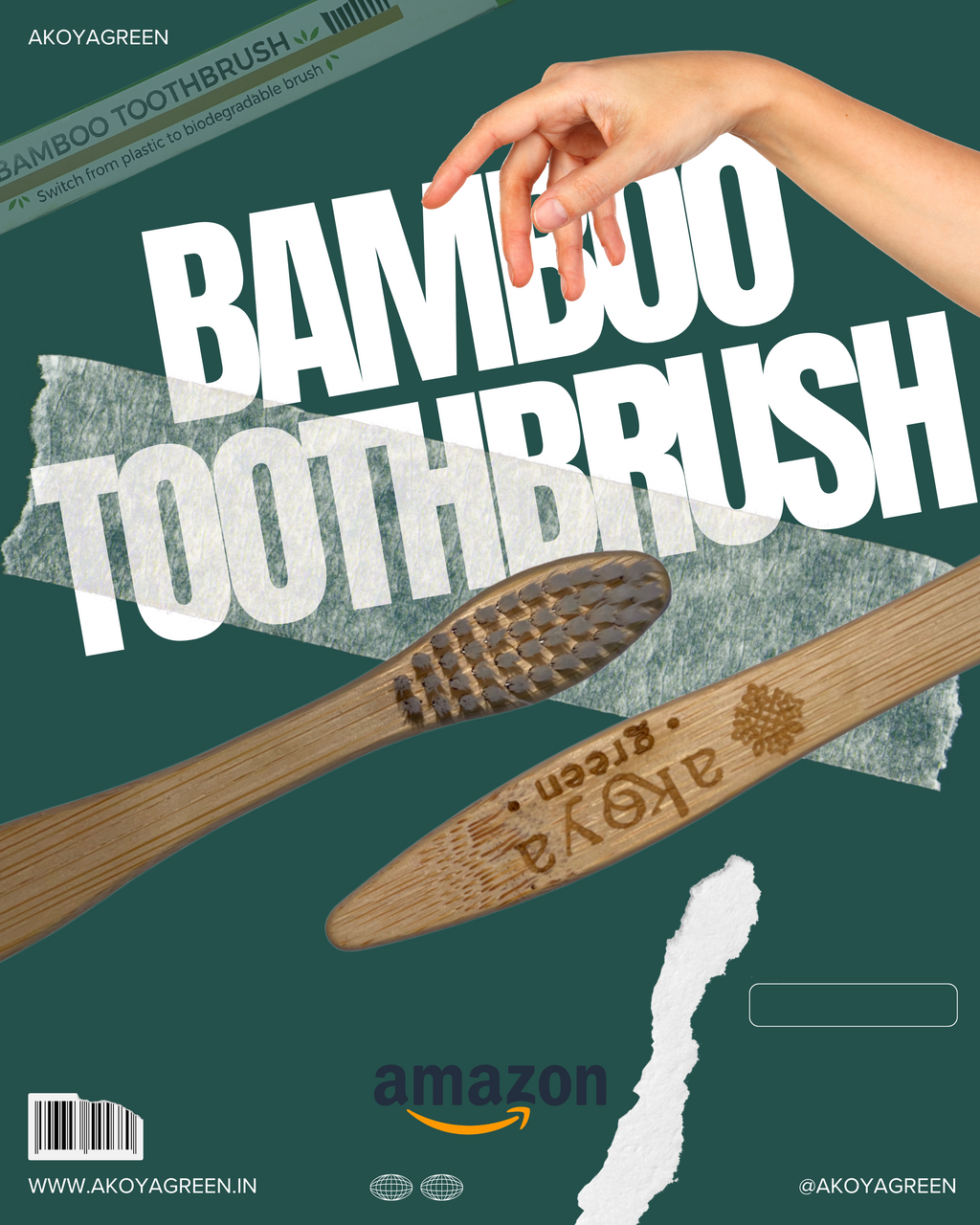 Bamboo Brush - Normal Bristle-pack of 4 pieces